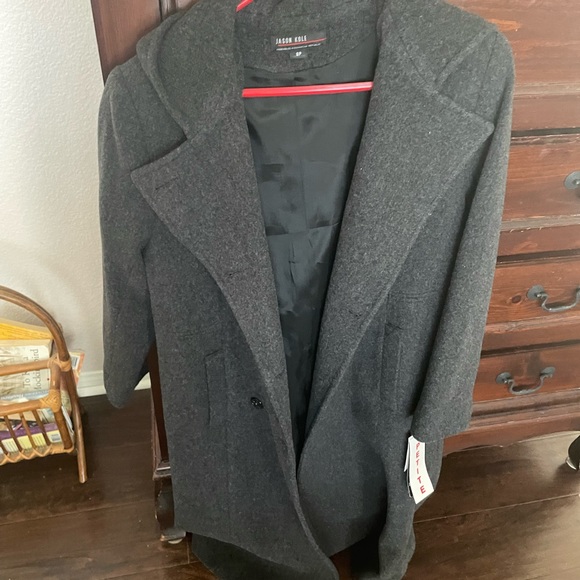 NWT Jason Kole Long Pea 100% Wool Coat. - Picture 4 of 9
